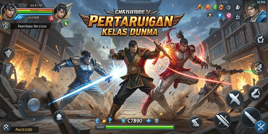 Gameplay mendebarkan dalam pertarungan mengesankan.