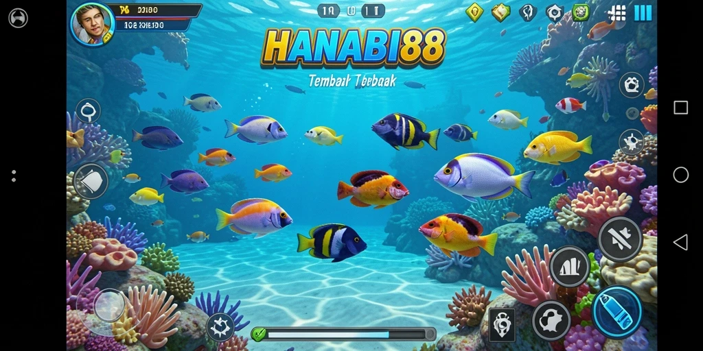 Tampilan menarik dari gameplay Tembak Ikan HANABI88.