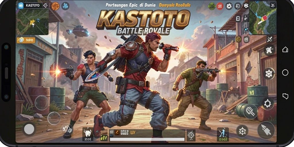 Gameplay KASTOTO yang mendebarkan dalam mode Battle Royale.
