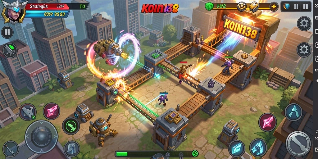 Gameplay seru dalam KOIN138 dengan strategi Tower Defense yang menantang.