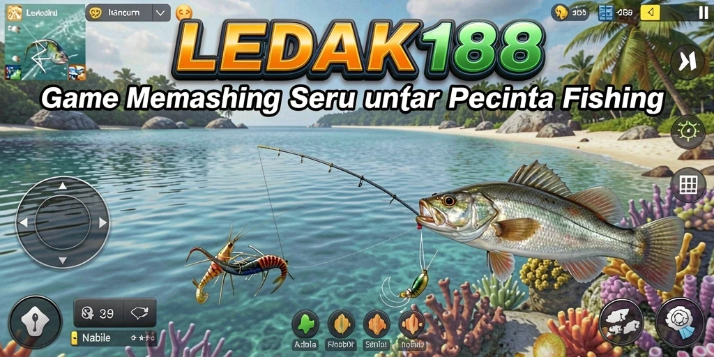 Tampilan gameplay LEDAK188 yang mendebarkan saat menangkap ikan.