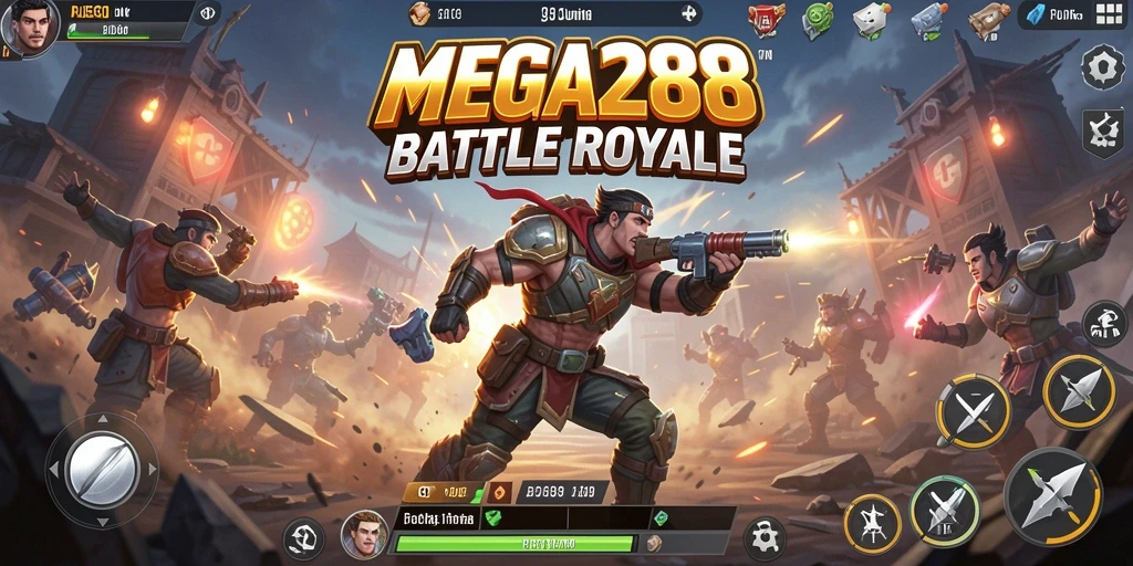 Screenshot dari gameplay Battle Royale yang mendebarkan di MEGA288.
