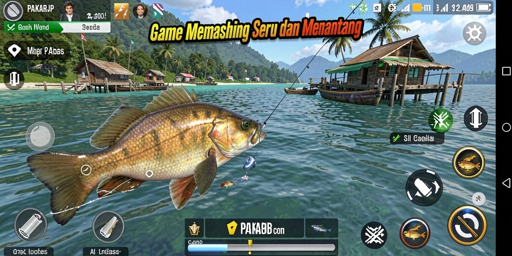 Tampilan gameplay PAKARJP yang menawan dengan pemandangan alam memancing.