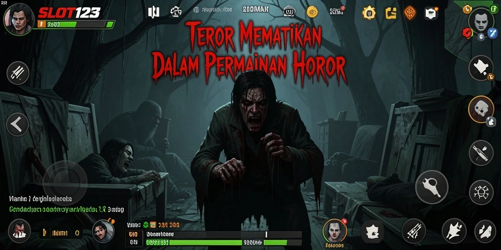Gameplay SLOT123 yang menampilkan suasana horor mendebarkan.