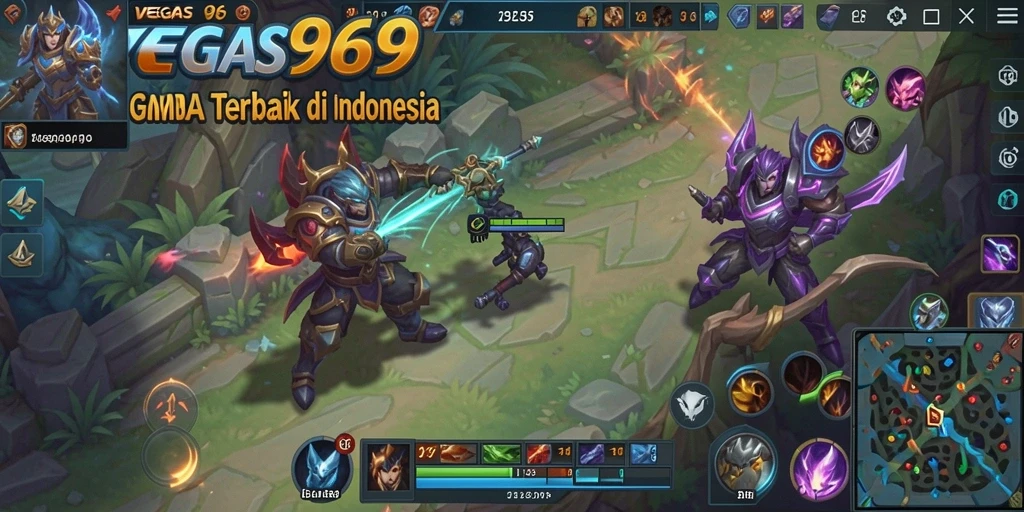 Tampilan aksi seru dalam gameplay MOBA VEGAS969.