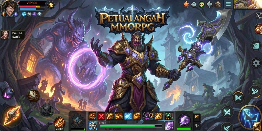 Screenshot menunjukkan aksi seru dalam gameplay MMORPG VIP805.